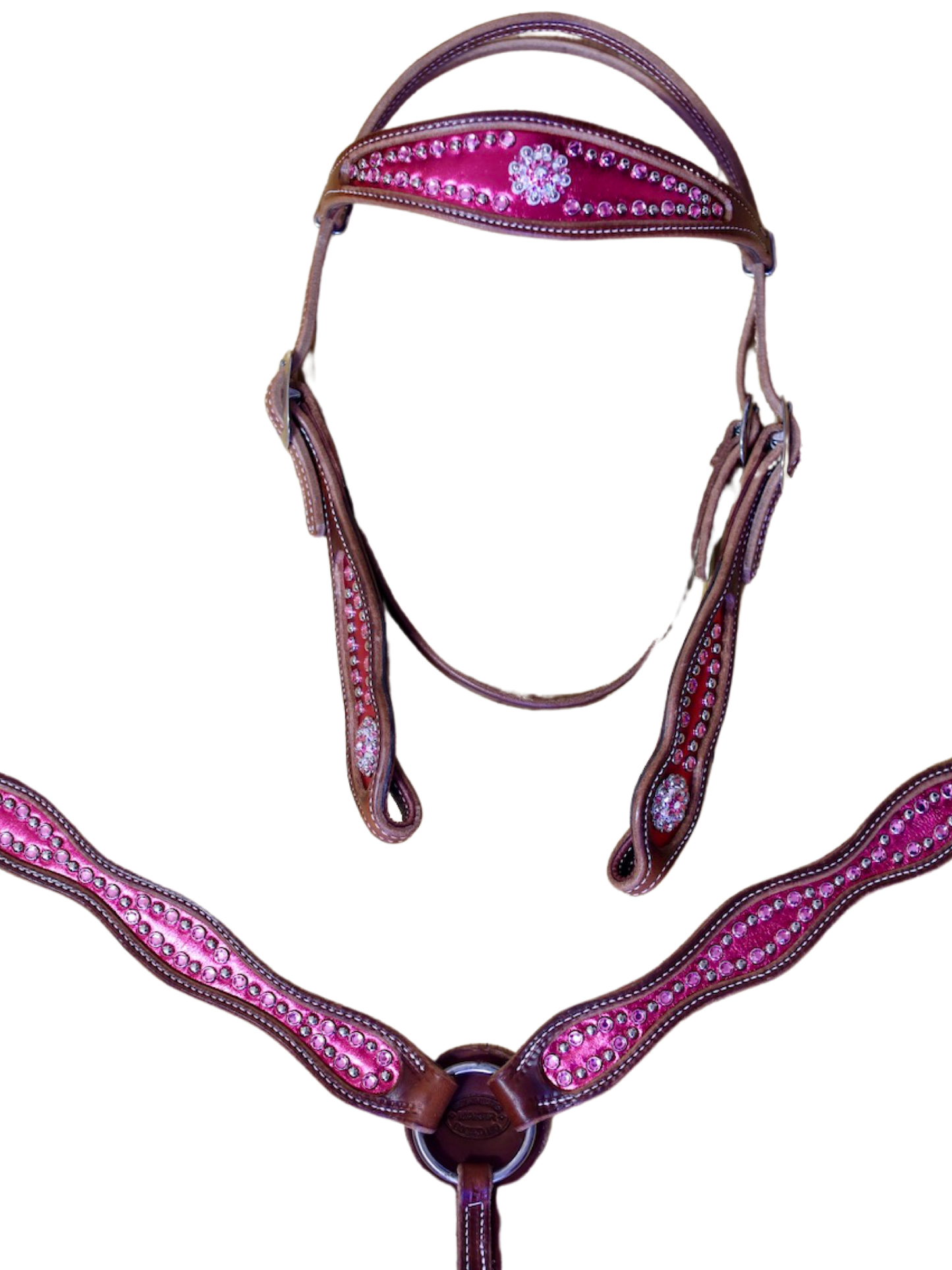 Pink Fringe Breast Collar with Matching Headstall